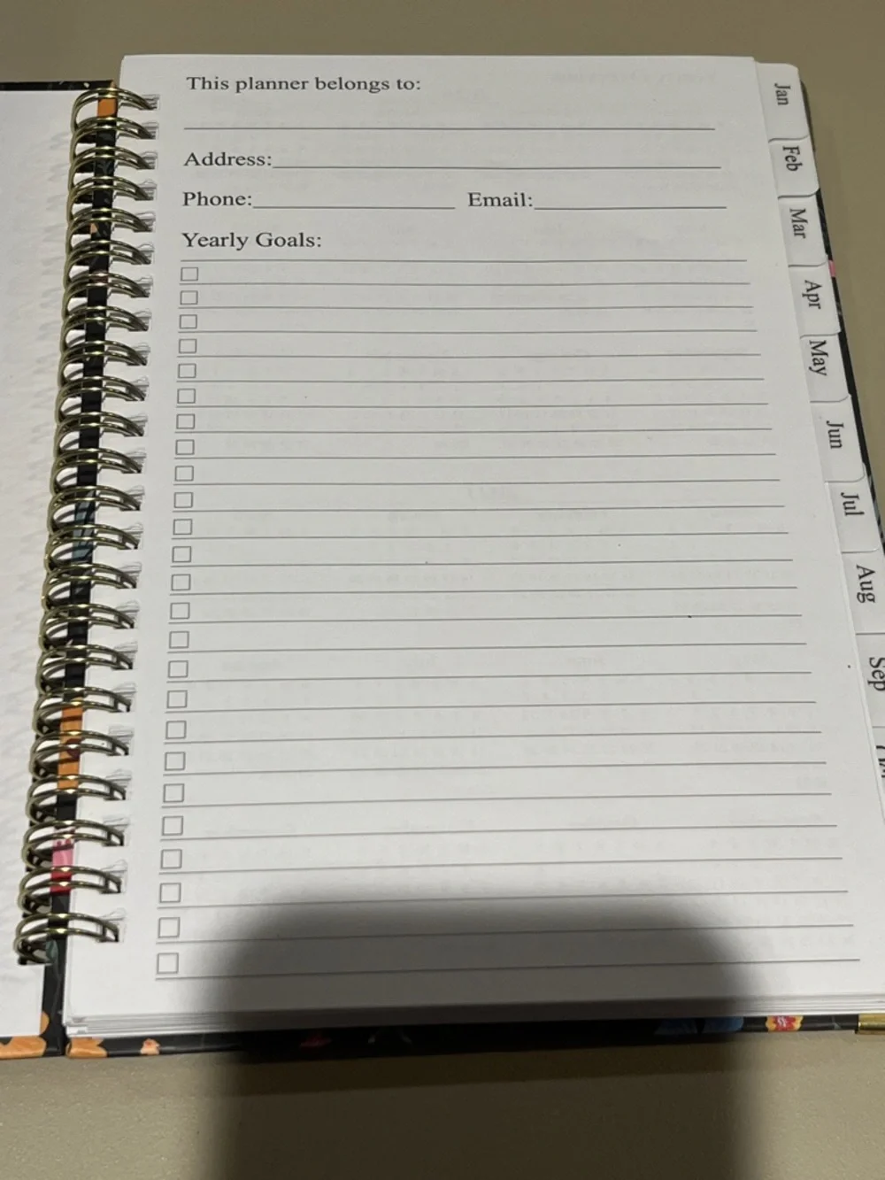 2026 Floral Spiral-Bound Planner - Black with Multicolor Flowers MUST BUNDLE